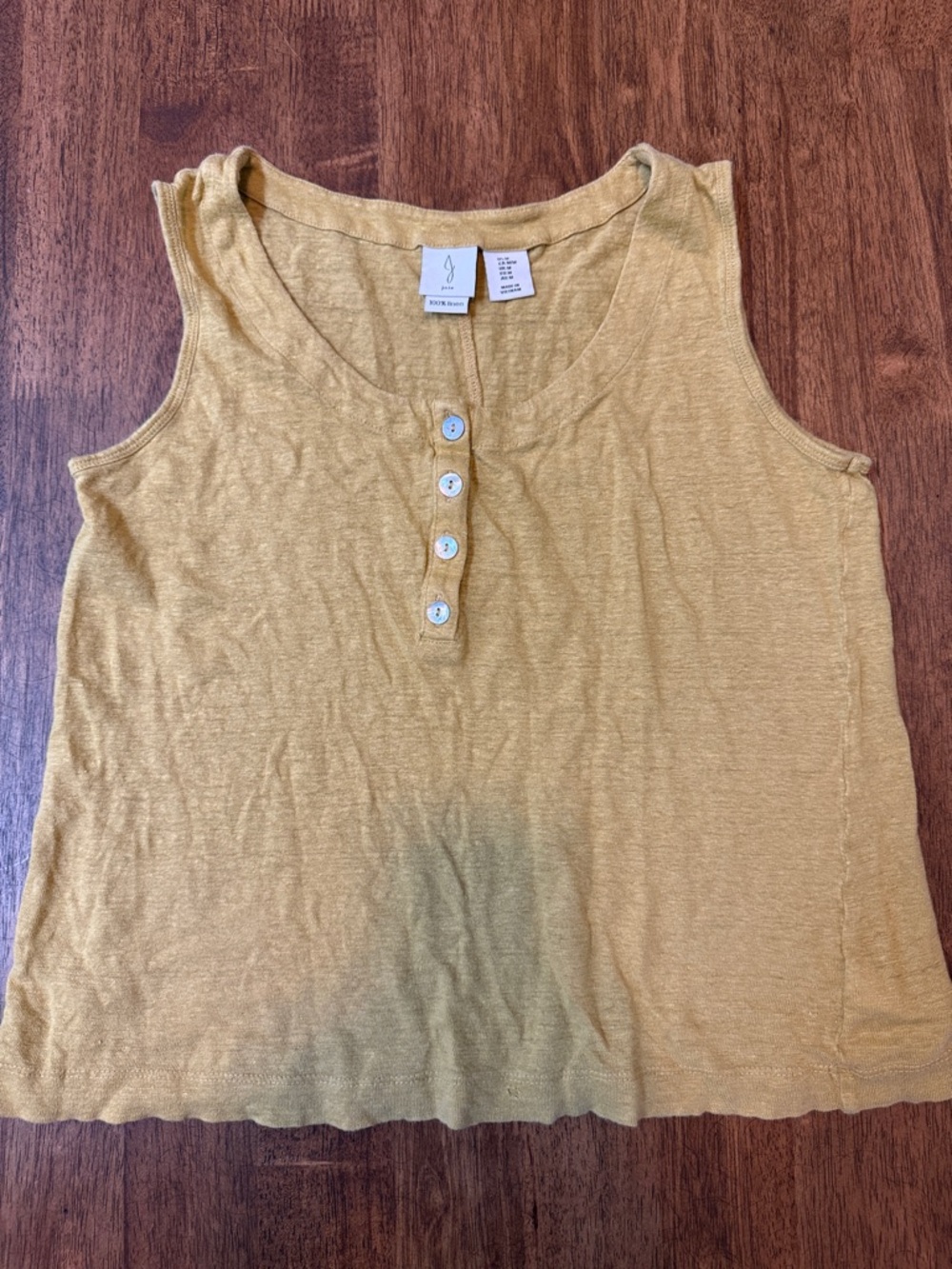 Joie Sleeveless Button-Front Tank in Mustard Yellow